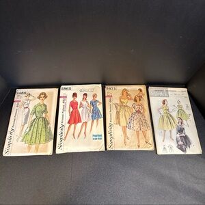 Vintage 1950s Dress Sewing Pattern Lot – Simplicity & Butterick Full Skirt
